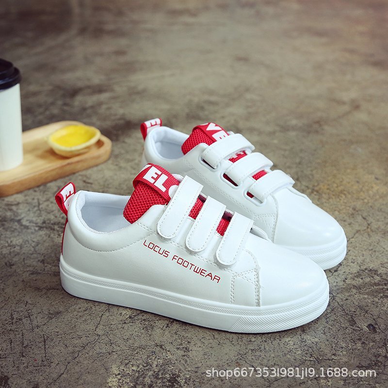 小白鞋女2020秋冬新款乐福厚底浅口女鞋魔术贴休闲平底单鞋女