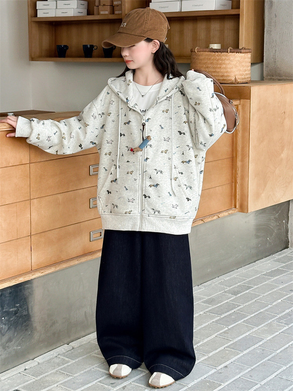 女童春秋款韩版休闲连帽棒球服外套中大童小女孩洋气卫衣儿童秋装|undefined