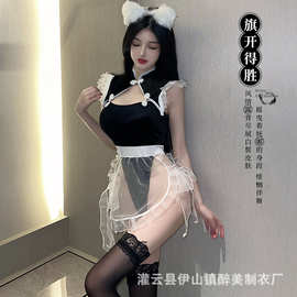 情趣女性感纯欲女仆制服激情诱惑内衣套装猫蕾丝女仆装连体衣1460