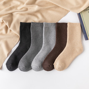 Amazon cross-border foreign trade socks women's winter coffee Terry thickened wool socks solid color Women's Mid-calf socks wish