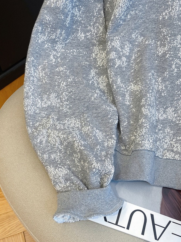高级感雪花灰圆领套头卫衣女2025早秋宽松休闲百搭春秋款长袖上衣|undefined