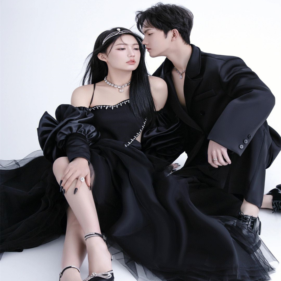 (2개) 사진 스튜디오 사진 테마 의류 커플의 슬링 플라워 래셔 원피스 빈티지 헵번 블랙 웨딩 사진 의류
