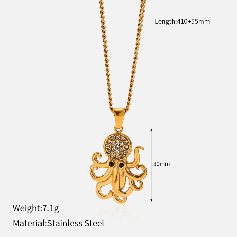 11g Weight Lobster Trigger Clasp Closure Clasp Closure Type 304 Stainless Steel Pendant Material Pendant Necklace Classification 304 Stainless Steel Chain Material Singapore chain, cable chain, Twisted Rope Chain Chain Type 1 Piece Quantity Casual, Daily Occasion 304 Stainless Steel Material Starfish, Heart Shape, Octopus Pattern All Seasons Season Women's Gender Plating Design Elegant, Vintage Style Style Wholesale Jewelry Elegant Vintage Style Starfish Heart Shape Octopus 304 Stainless Steel Plating Singapore Chain Cable Chain Twisted Rope Chain Pendant Necklace 2