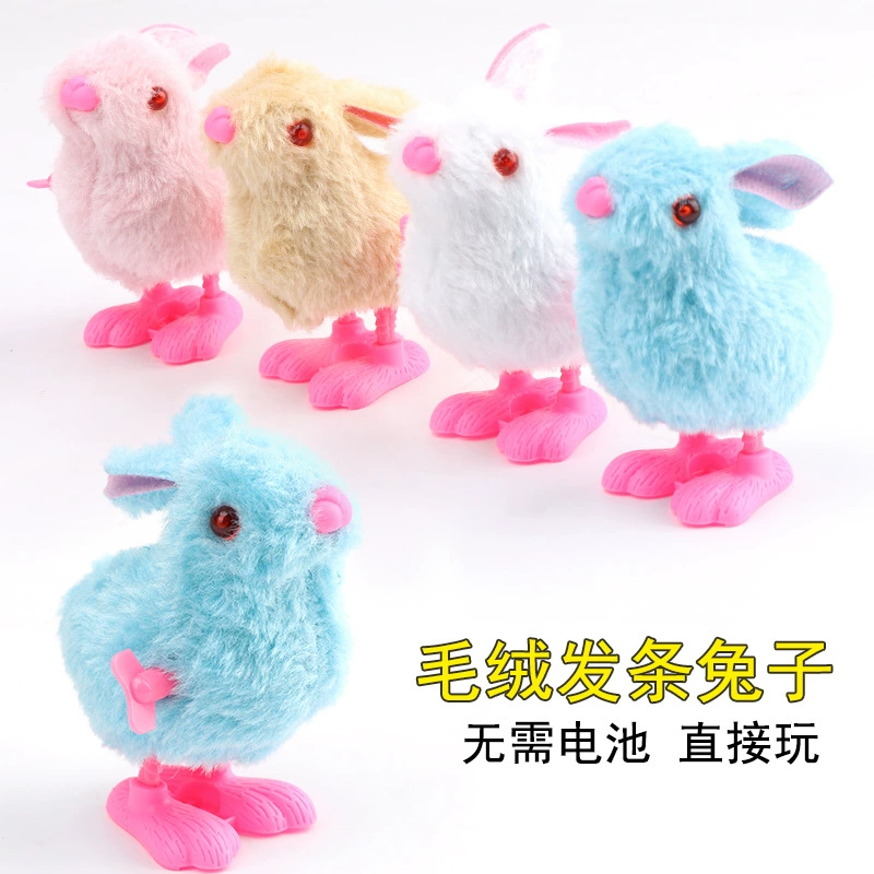 Wind-up plush cartoon rabbit for jumping, toy, wholesale