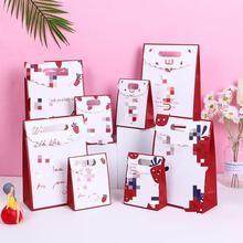 草莓手提袋批发礼品袋生日伴手礼手提纸袋礼物喜糖购物包装袋子