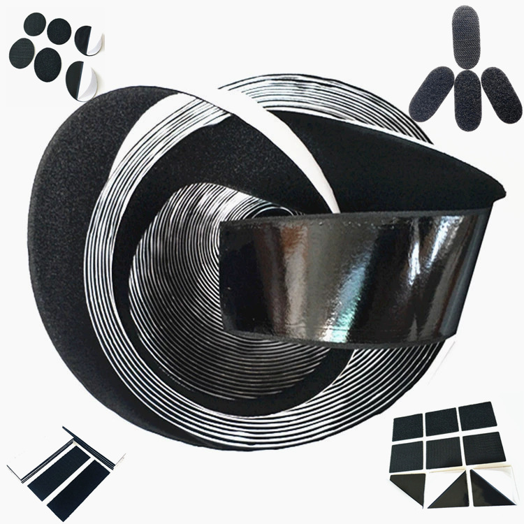 背胶黑白色勾面毛面魔术贴无痕纱窗门帘双面带胶魔术贴粘扣带