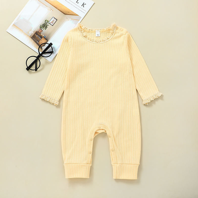 Autumn 2021 Baby Fashion Long Sleeve Rompers Jumpsuit Baby Sunken Stripe Romper Going Out Rompers In Stock Wholesale display picture 2