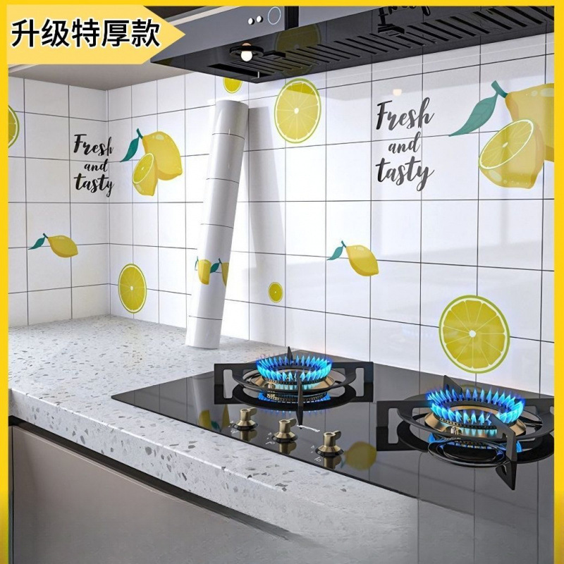 厚みのあるキッチン防水および耐油ステッカー耐火性および耐高温性引き出しキャビネットストーブ改修防湿デスクトップ壁紙|undefined