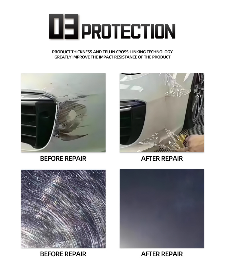 Cross-Border Wholesale Tpu Car Paint Protective Film Instantly Repairs Small Scratches 6.5Mil Super Bright Transparent Ppf