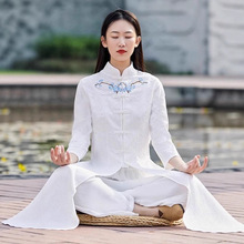 婵服装女禅居士服佛系拜佛服中式香道茶服女禅意文艺中长款套装女