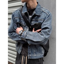 复古蓝牛仔外套男秋冬新款工装休闲百搭简约水洗外穿牛仔夹克潮牌