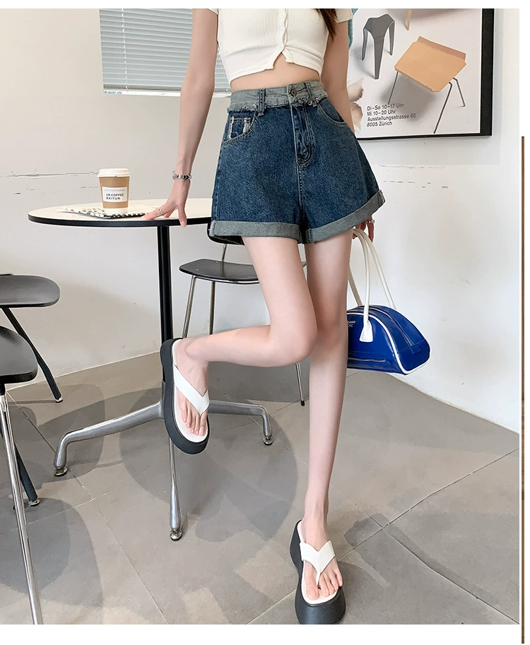 П spring trousers, summer jeans, shorts, European style, high waist, fitted