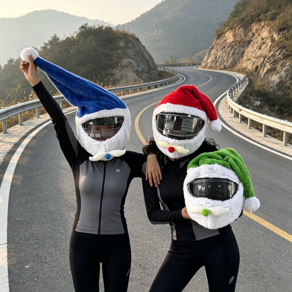 Motorcycle Cartoon Plush Helmet Cover Cross-border Cute Face Mask for Men and Women Riding Plush Protective Cover for Full Face Helmets