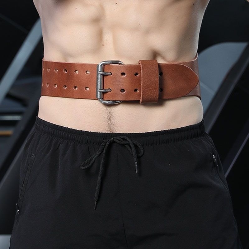 Primera capa de una sola capa de piel de vaca cinturón de levantamiento de pesas fitness tirón duro cinturón de protección en cuclillas hombres y mujeres Equipo de Entrenamiento deportivo soporte de la cintura