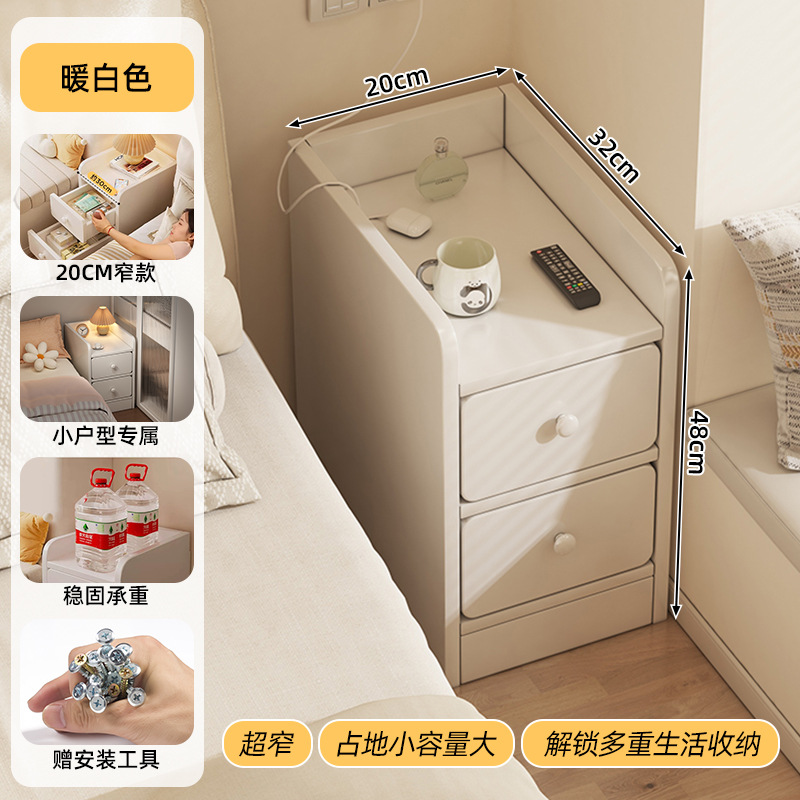 Mesita de noche pequeño gabinete de almacenamiento con entrepaños extremadamente estrecho simple dormitorio doméstico moderno gabinete de cabecera mini estante simple