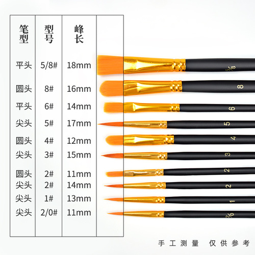 10 oil paint brush set nylon gouache pen stick short stick gouache art brush painting brush oil paint brush set