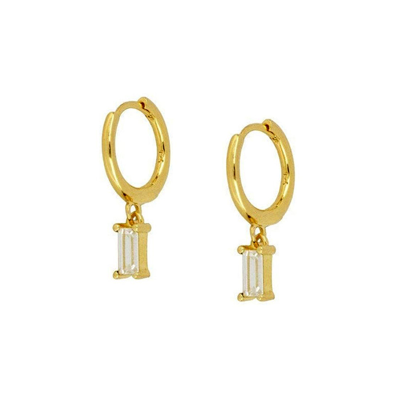 Boucles D&#39;oreilles Géométriques En Zircon Blanc Ensemble De Boucles D&#39;oreilles Carrées Simples En Forme De Croix display picture 4