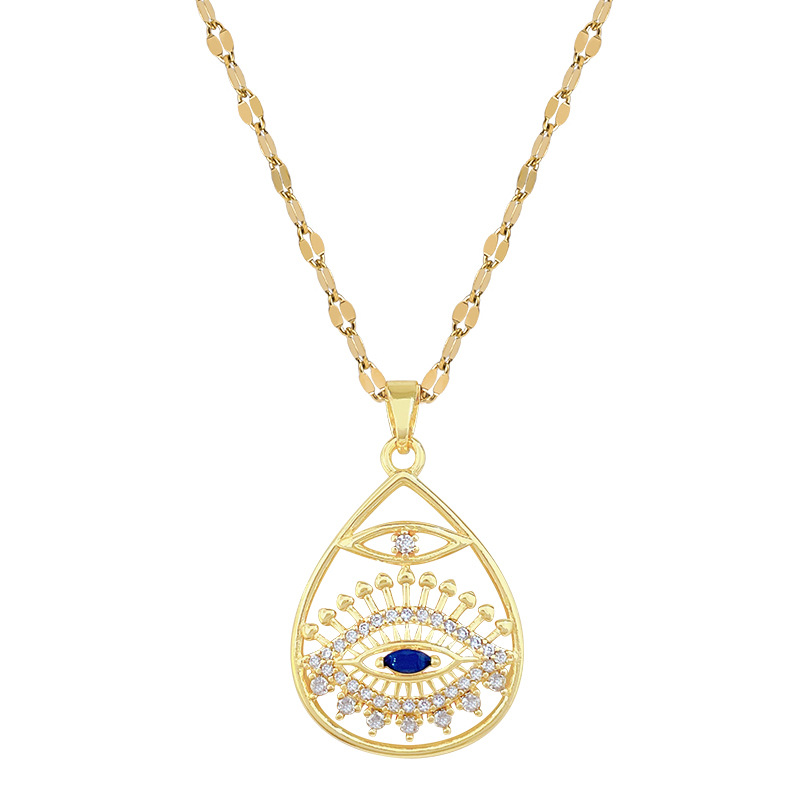 Damen Goldhalskette Mit Diamanten Und Wassertropfen Anhänger_voghion.com