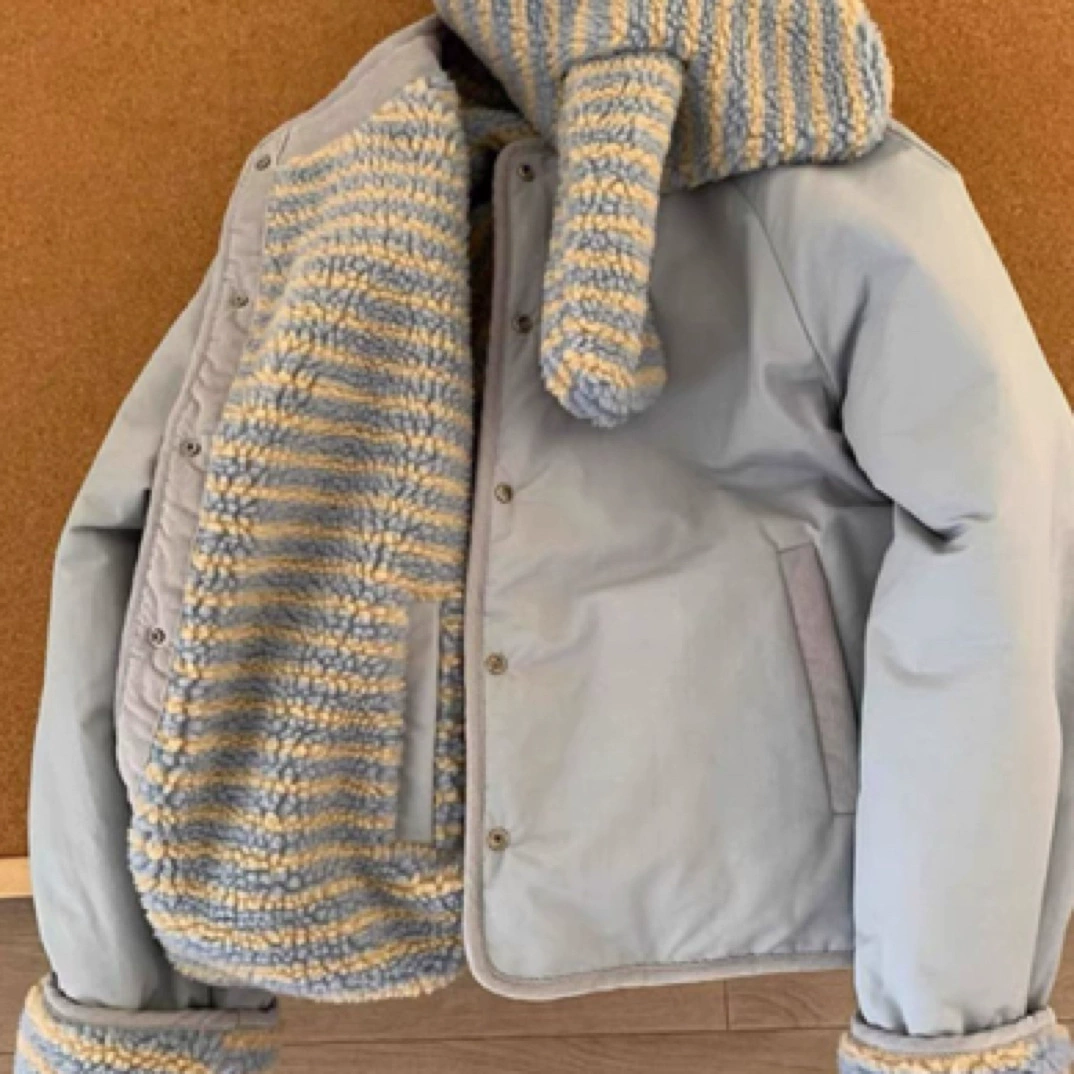 Корейская повседневная хлопчатобумажная одежда с обеих сторон, женский короткий шарф с зимним новым нишевым свободным круглым вырезом Другие