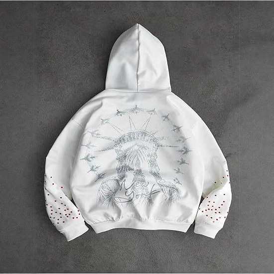 Cross-Border Amazon Men's Y2K Long Sleeve Zipper Hoodie Graphic Streetwear Hooded Sweatshirts Jacket