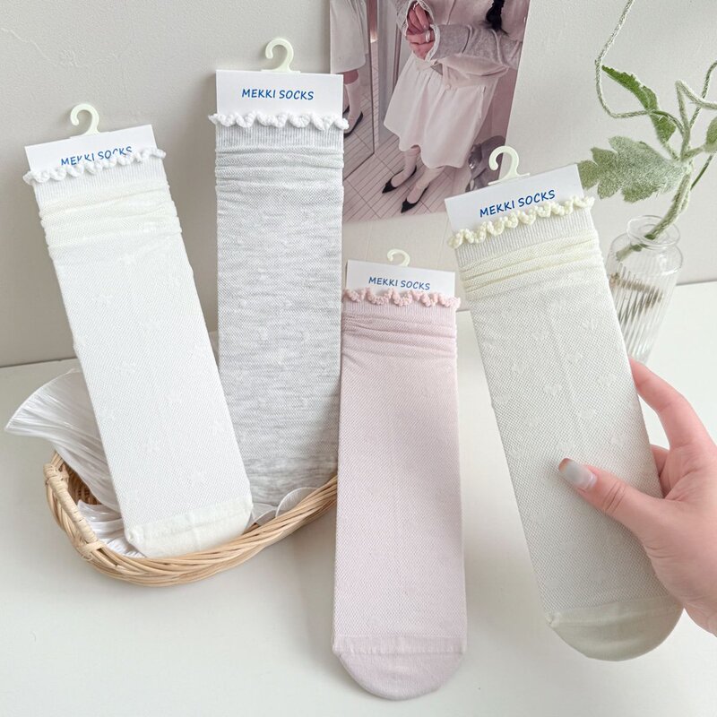 2026 Spring/Summer New Korean Style Star Mesh Lace Ruffle Ins Lightweight Breathable Bamboo Fiber Women's Socks Stacked Socks 2026 Spring/Summer New Korean Style Star Mesh Lace Ruffle Ins Lightweight Breathable Bamboo Fiber Women's Socks Stacked Socks