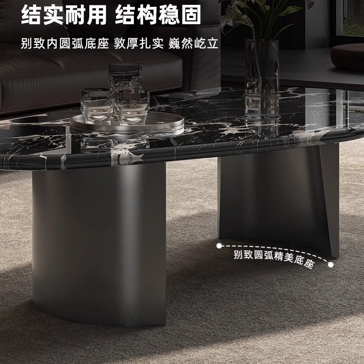 天然大理石の異性コーヒーテーブルイタリアのミニマリストブラックローズコーヒーテーブルハイエンドホーム小さなアパート小さなコーヒーテーブル|undefined