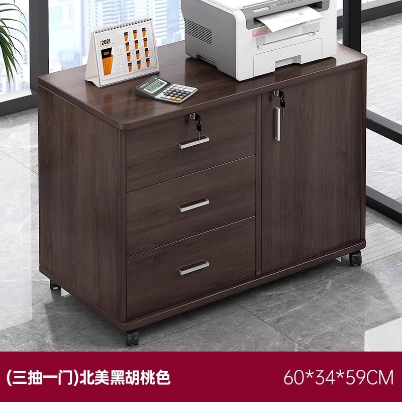 Armario de archivos de madera con cerradura de oficina armario de almacenamiento móvil armario de cajones con ruedas bajo la mesa de almacenamiento armario pequeño