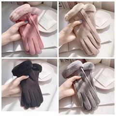 手袋の女性にベルベットをつけて保温してかわいい女性の電気自動車防寒自転車防風タッチパネル冬のベルベット手袋