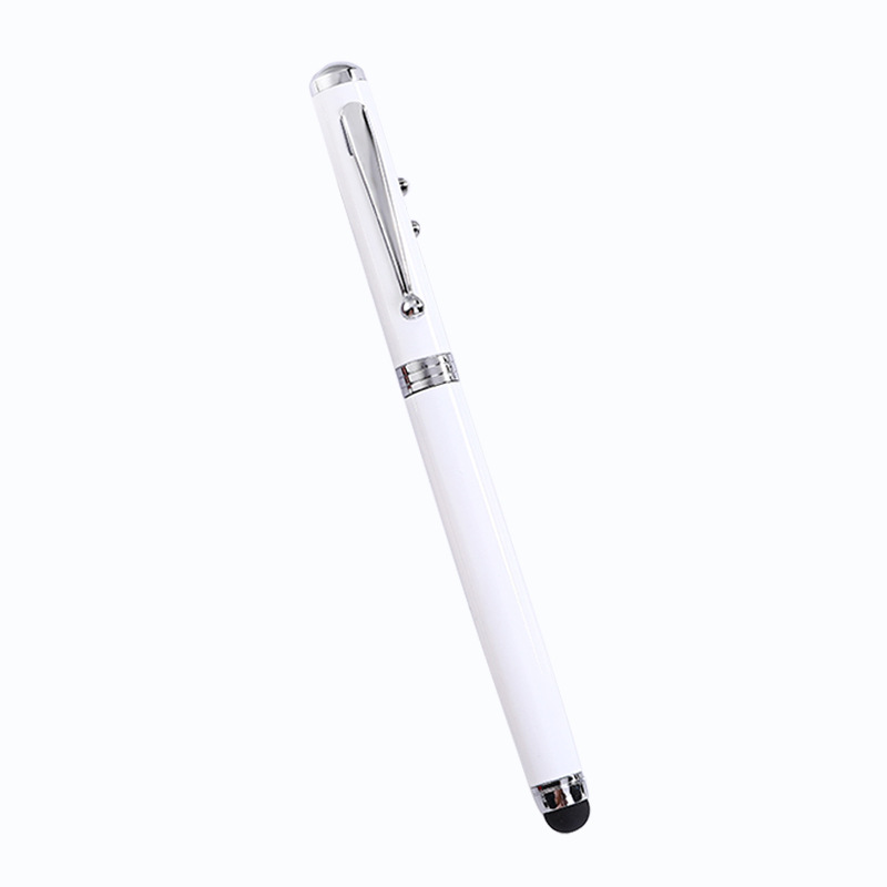Suministro directo de fábrica multifuncional lámpara pluma Cuatro en Uno bolígrafo LED luz firma empresa pluma Metal Bolígrafo impresión