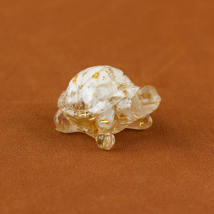 Cristal natural Animal Cristal blanco Cute Little Turtle Decoración creativa Adornos de escritorio Artesanías Decoración de coche