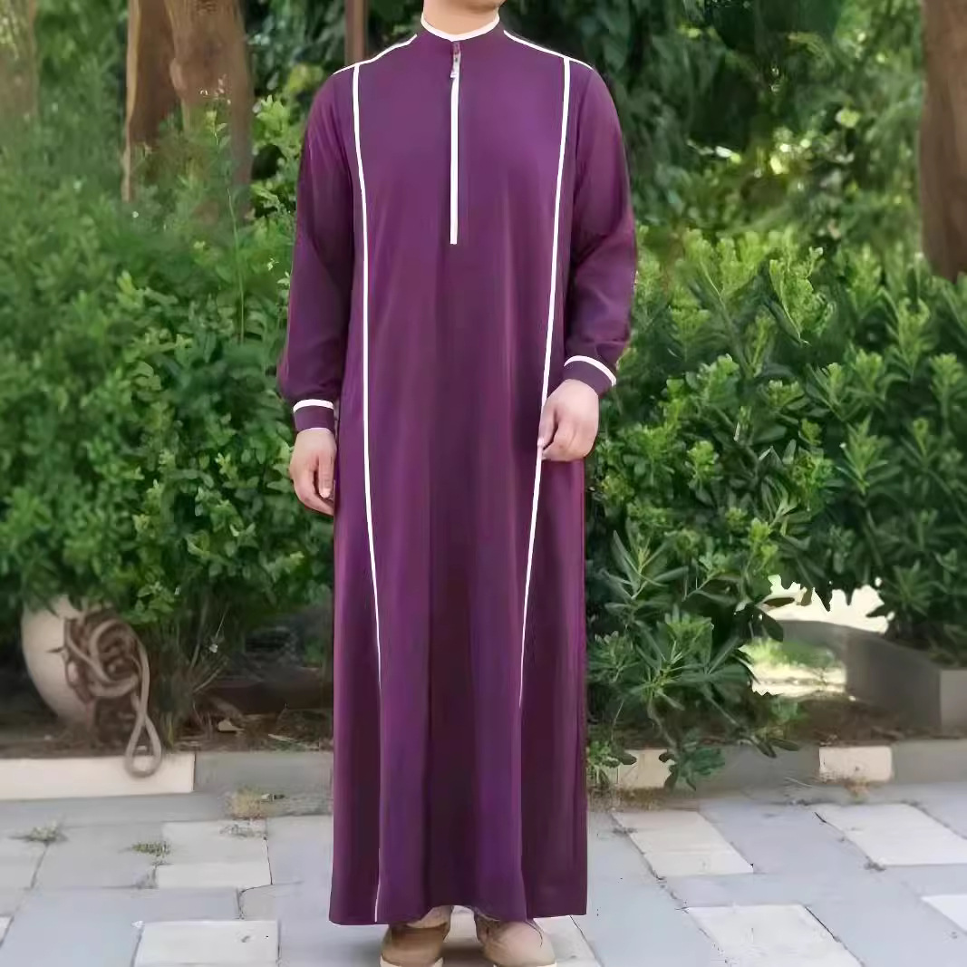 Muslim Fashion Kebaya African-Inspired Men's Long Robe – Traditional Ethnic Style With Modern Comfort, Loose Fit Muslim Thobe For Casual Wear_voghion.com