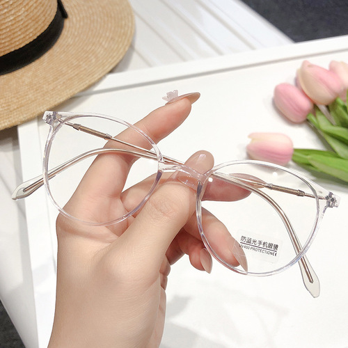 New TR90 Myopia Glasses Frame for Men and Women, Retro Elliptical Spring Leg Optical Frame, Wholesale Eyeglass Frames