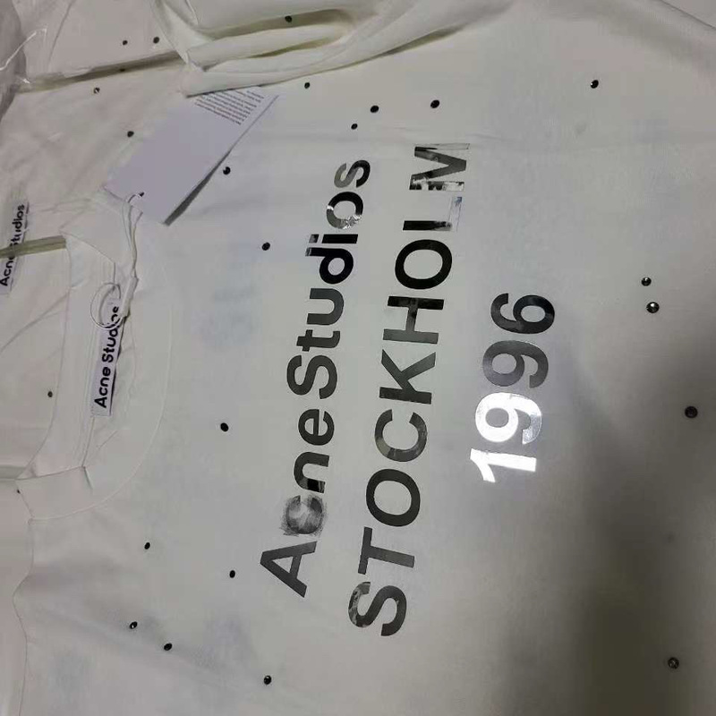 Ac North America Limited Hot Diamond Logo Letters 1996 Silver Printed Men's and Women's Long-Sleeved T-Shirt Round Neck Bottoming Shirt