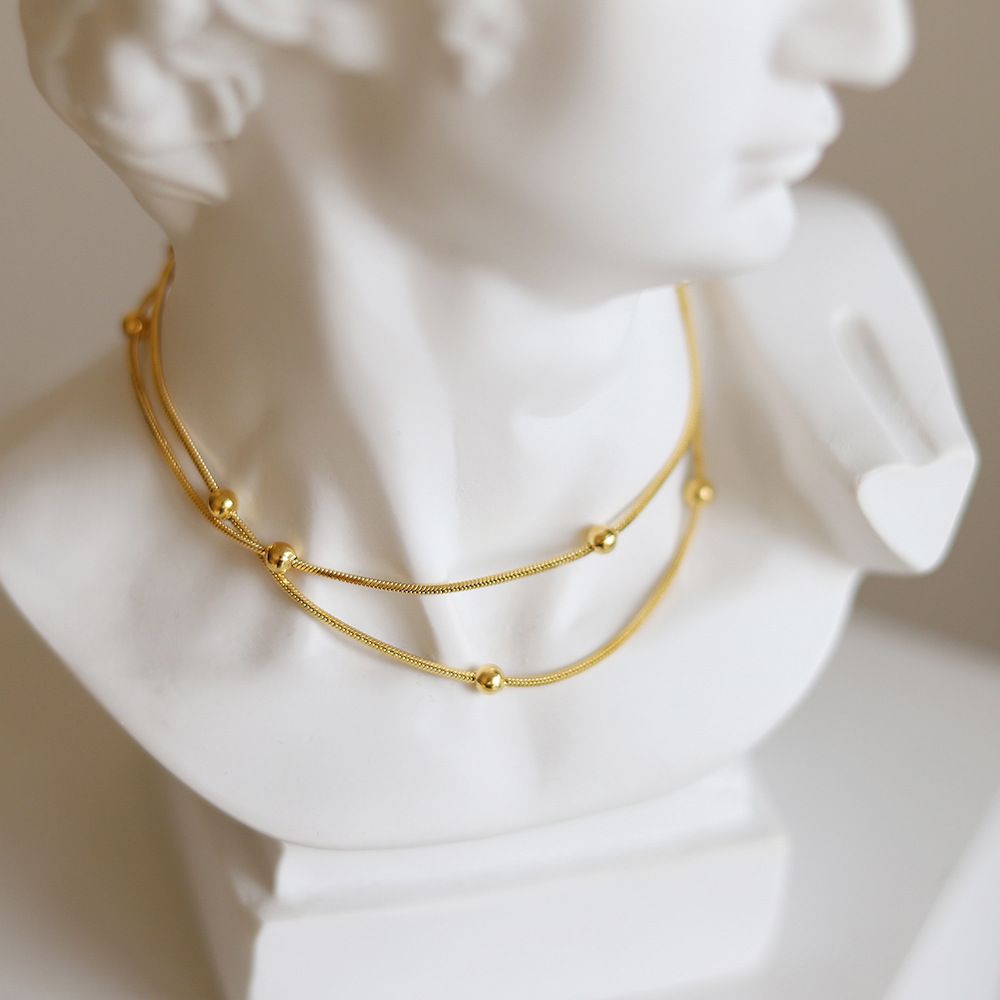 8g Weight Real Gold Plated Plating Material Real Gold Plated Solid Color 304 Stainless Steel Fashion Waterproof Non Tarnish Necklace