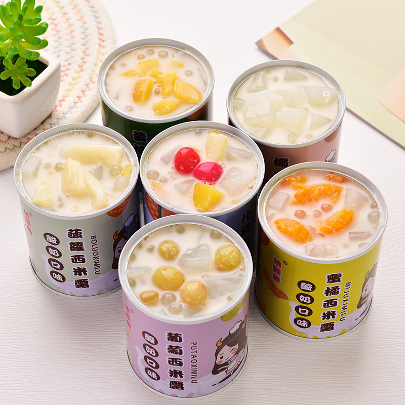 Box of 6 Canned Fruit Yogurt with Sago in 6 Flavors - Factory Direct Sales and Shipping