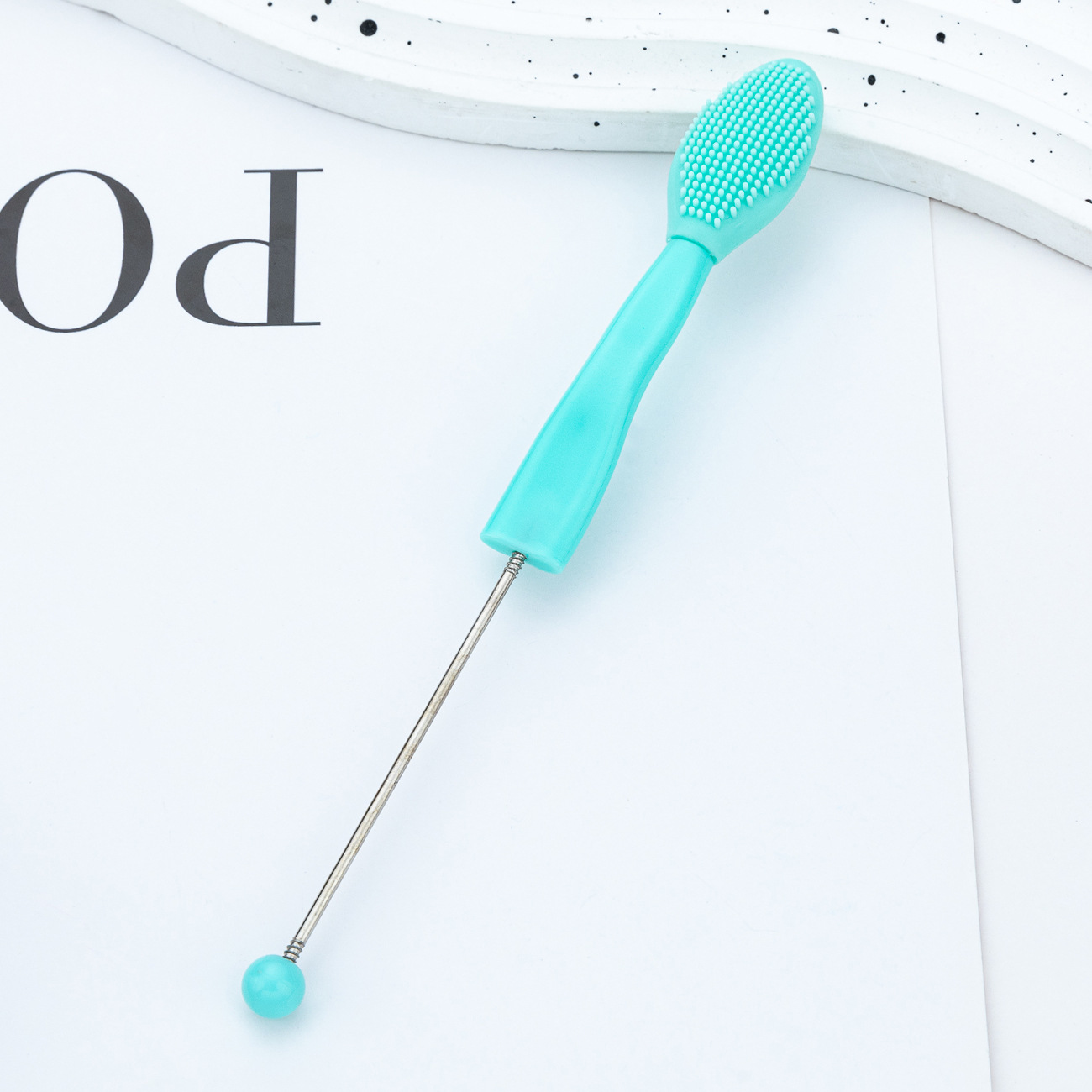 DIY beaded silicona cepillo labial cepillo de cabeza negra cepillo de nariz cepillo de nariz doble cepillo multifuncional cepillo labial lavado cepillo de nariz al por mayor