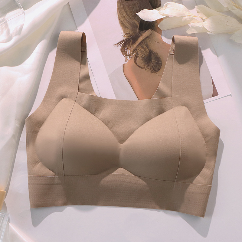 Seamless belleza espalda push-up ropa interior pecho-recogida fija de una sola pieza Sujetador deportivo chaleco-estilo inalámbrico sueño sujetador