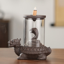 中式复古亚克力倒流香炉观赏香薰办公摆件紫砂禅意佛莲花大圣跨境