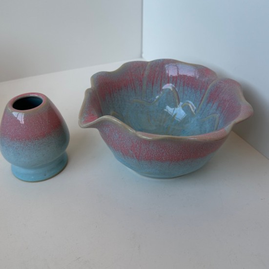 Transfronterizo especial para cerámica matcha con boca de loto modelado rosa azul de la dinastía Song té de té de té image 13