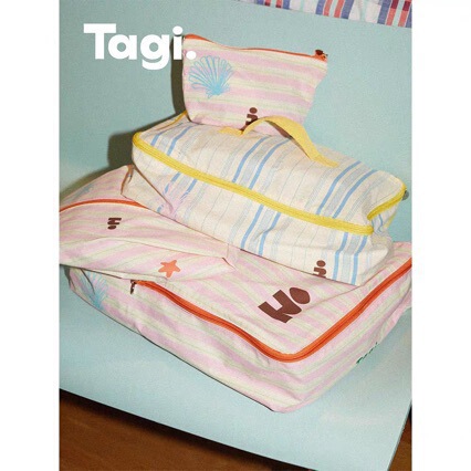 Tagi. "Tapi Star" Printed Cute Stripesd Portable Packaging Bag Suitcase Four-Piece Storage Bag