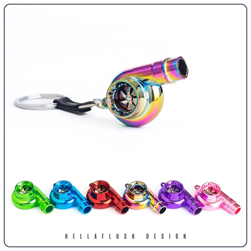 Cross-border hot sale car turbo whistle keychain car metal mini turbo keychain pendant gift