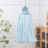 Nylon-blue long skirt
