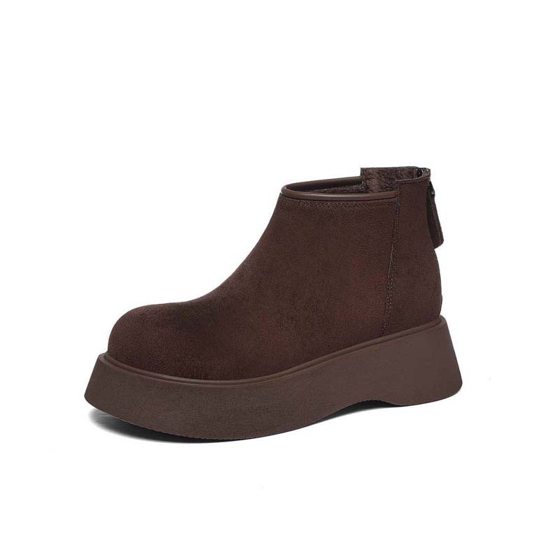 Fashion Matte Soft Leather Short Boots For Women 2025 Autumn Winter New Style Bare Boots Versatile Fashion Thick Sole Martin Short Boots_vogvips.com