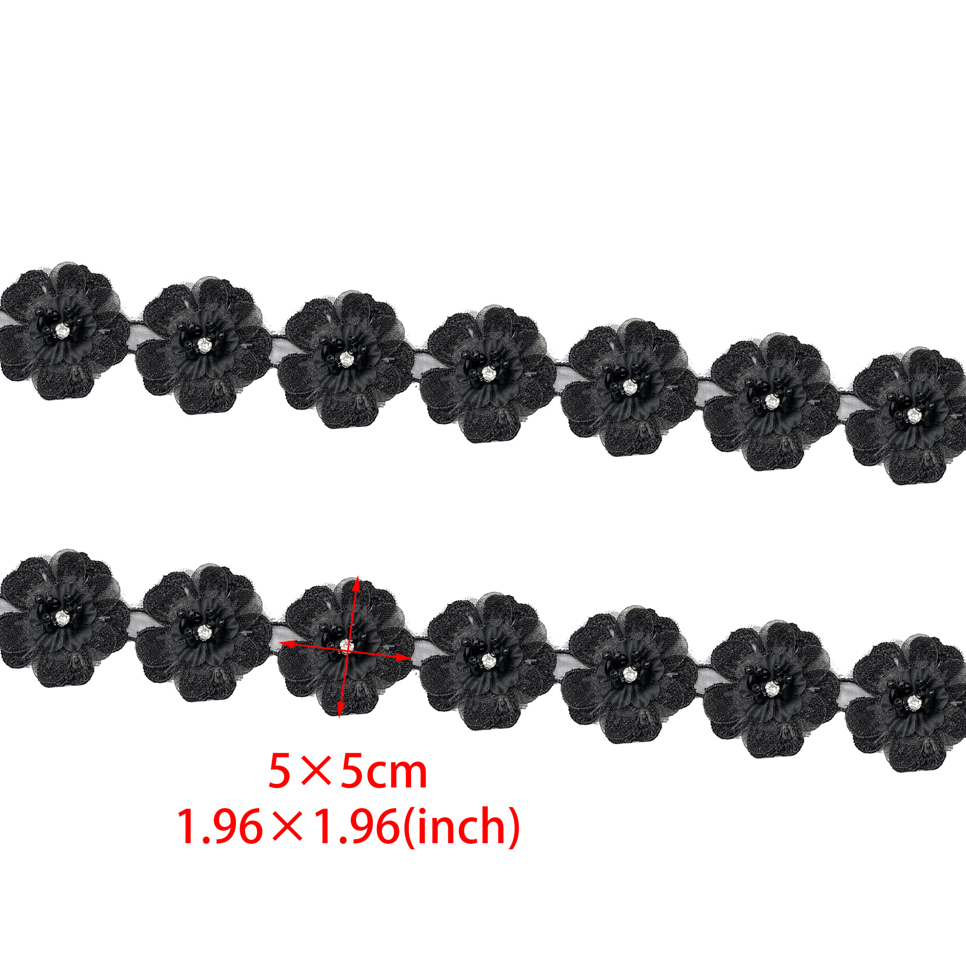 5cm de ancho de tres capas de ergena bordado flores encaje DIY accesorios de ropa vestido de boda ropa infantil accesorios de falda