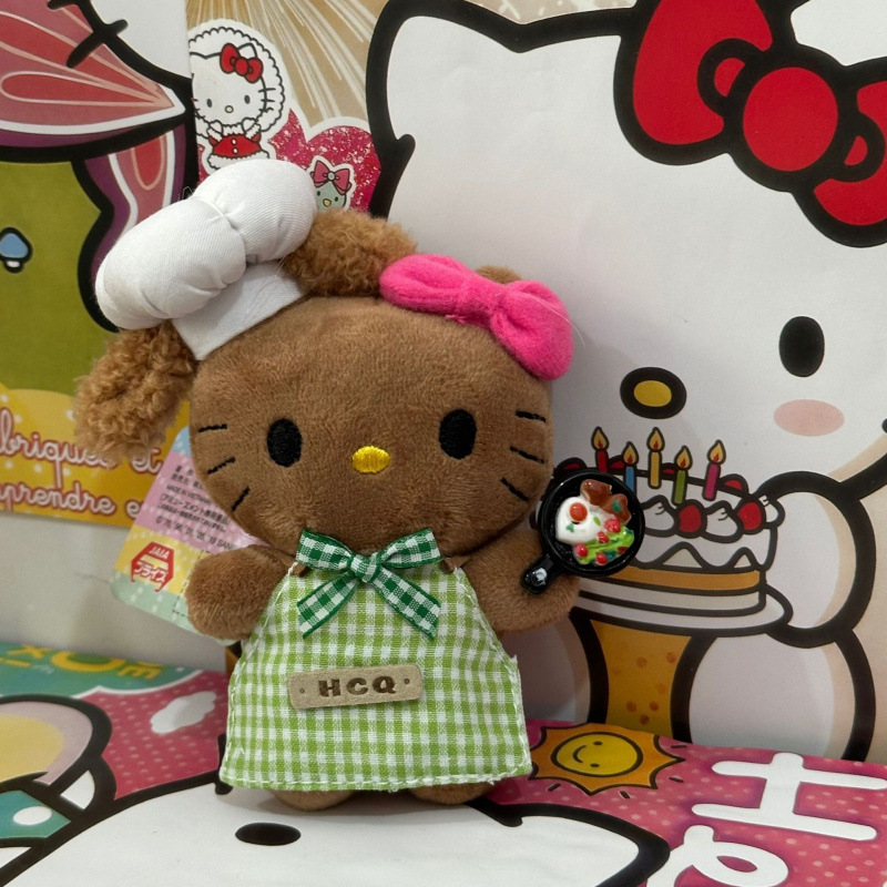 黑色草帽kitty帽宝宝挂件爱心扣公仔玩偶可爱赫本风挂饰钥匙扣|undefined