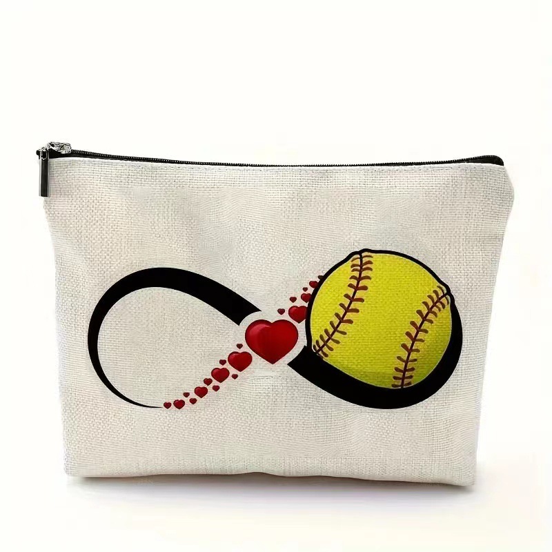 Elementos deportivos de béisbol bolsas de maquillaje impresas para chicas de béisbol bolsas portátiles de baño regalos para los amantes del béisbol