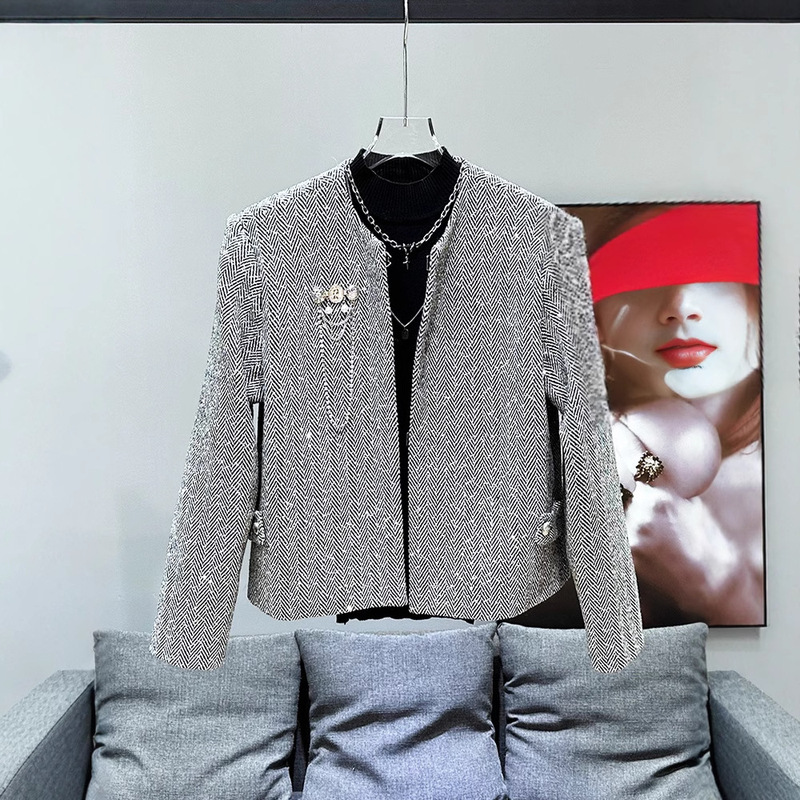 Fashion Design All-match High-end Hot Rhinestone Metal Decoration Loose-fit Men's Chanel Style Jacket Coat Fashion Design All-match High-end Hot Rhinestone Metal Decoration Loose-fit Men's Chanel Style Jacket Coat