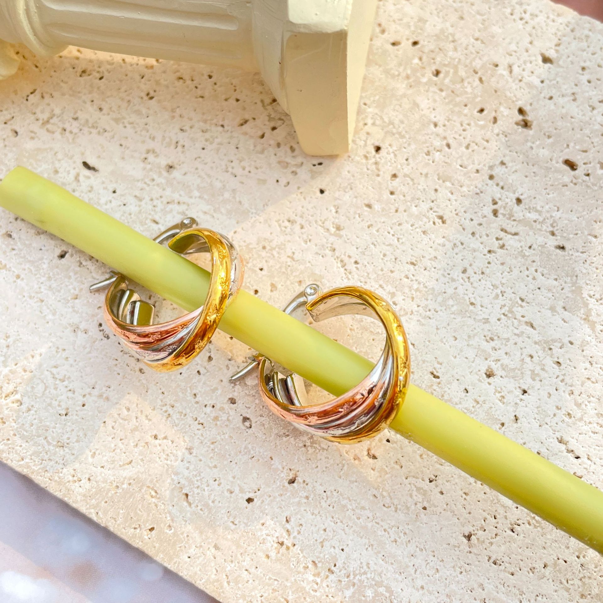 Fashion C Shape Stainless Steel Plating Earrings 1 Pair