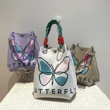 2024新款韩版小众设计针织手提包水桶包女时尚百搭出游逛街手拎包