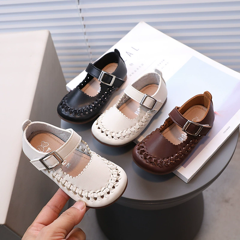 Woven breathable children's fashionable shoes for leather shoes, colored small princess costume
